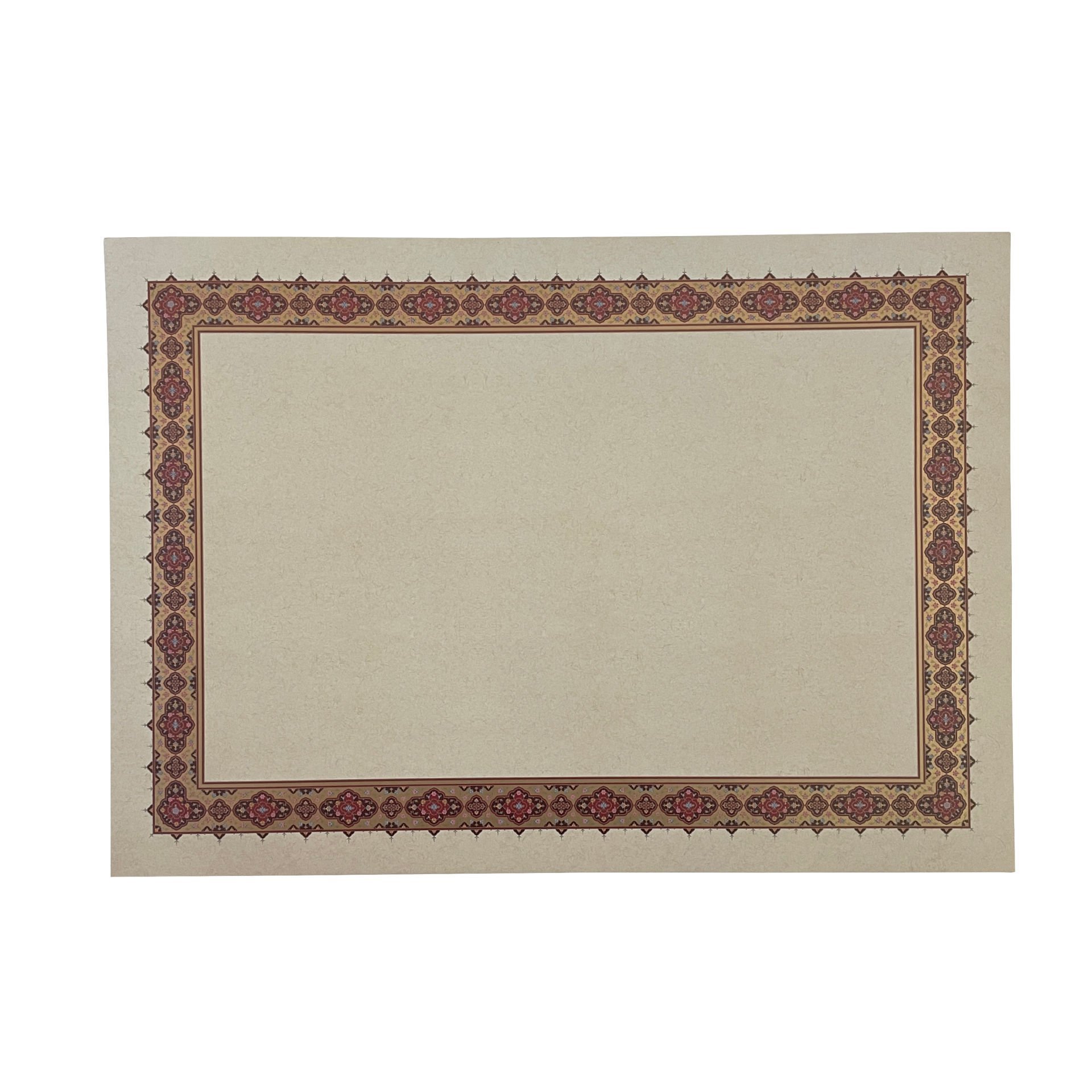 Tezhipli İçi Boş -35- Mat Kuşe Meşk Kağıdı Mohamad Badawi Alktifani A3 Tıpkı Basım (DİLİMLİ DESENLİ- BORDO - GOLD)