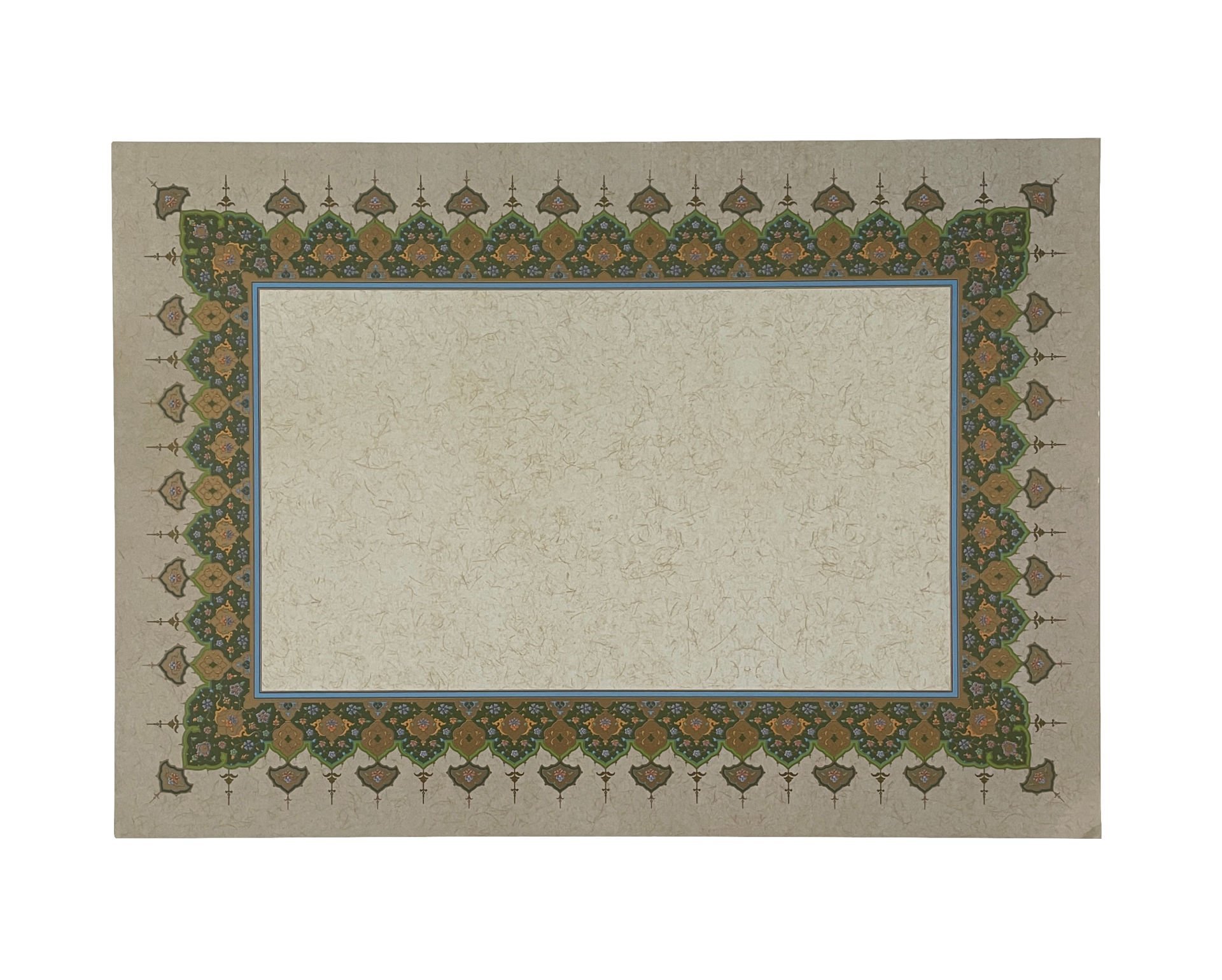 Tezhipli İçi Boş -37- Mat Kuşe Meşk Kağıdı Mohamad Badawi Alktifani A4 Tıpkı Basım (YEŞİL - GOLD)