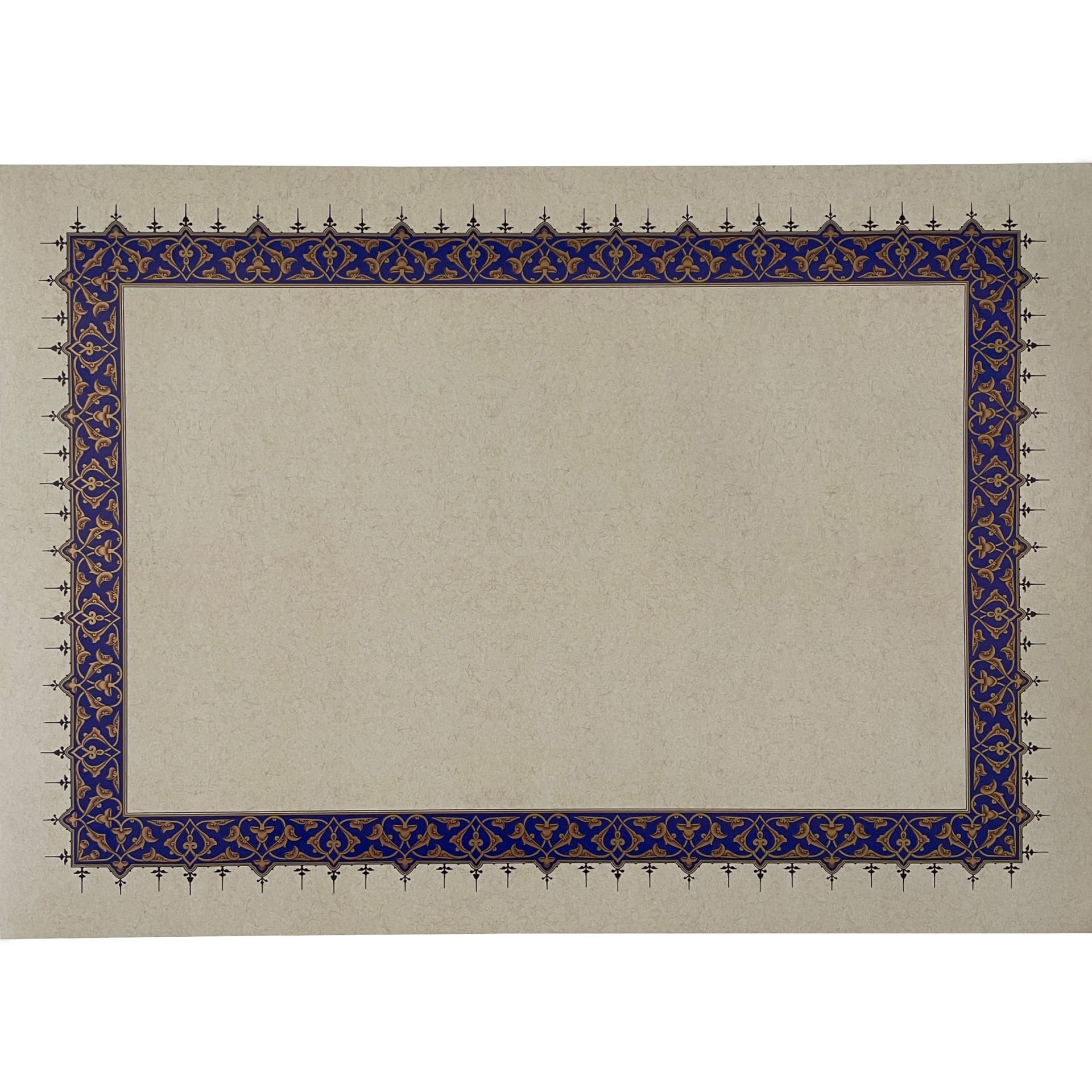 Tezhipli İçi Boş -38- Mat Kuşe Meşk Kağıdı Mohamad Badawi Alktifani A4 Tıpkı Basım (RUMİ DESENLİ - ULTRAMARİN-GOLD)