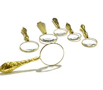Vera Sanat Altın Renkli İşlemeli Saplı 6'Lı El Büyüteci Seti (32-40-45 mm)