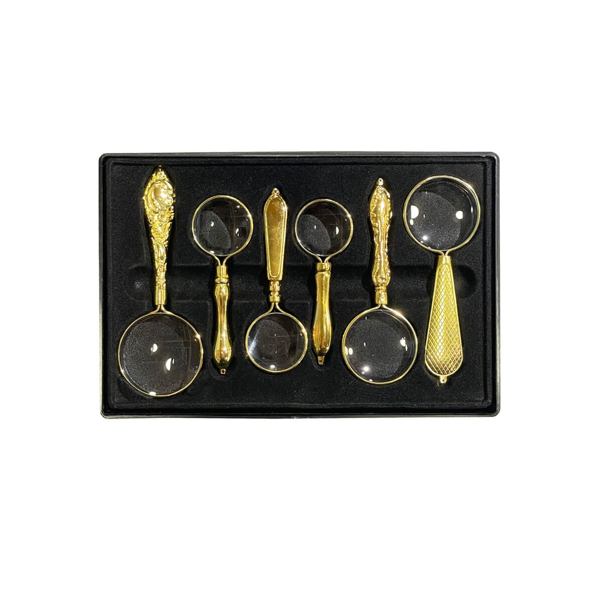 Vera Sanat Altın Renkli İşlemeli Saplı 6'Lı El Büyüteci Seti (32-40-45 mm)