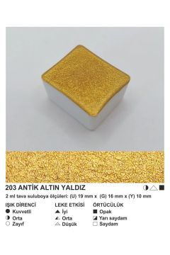 ŞemseArt No: 203 Antik Altın Yaldız Yarım Tava Sulu Boya