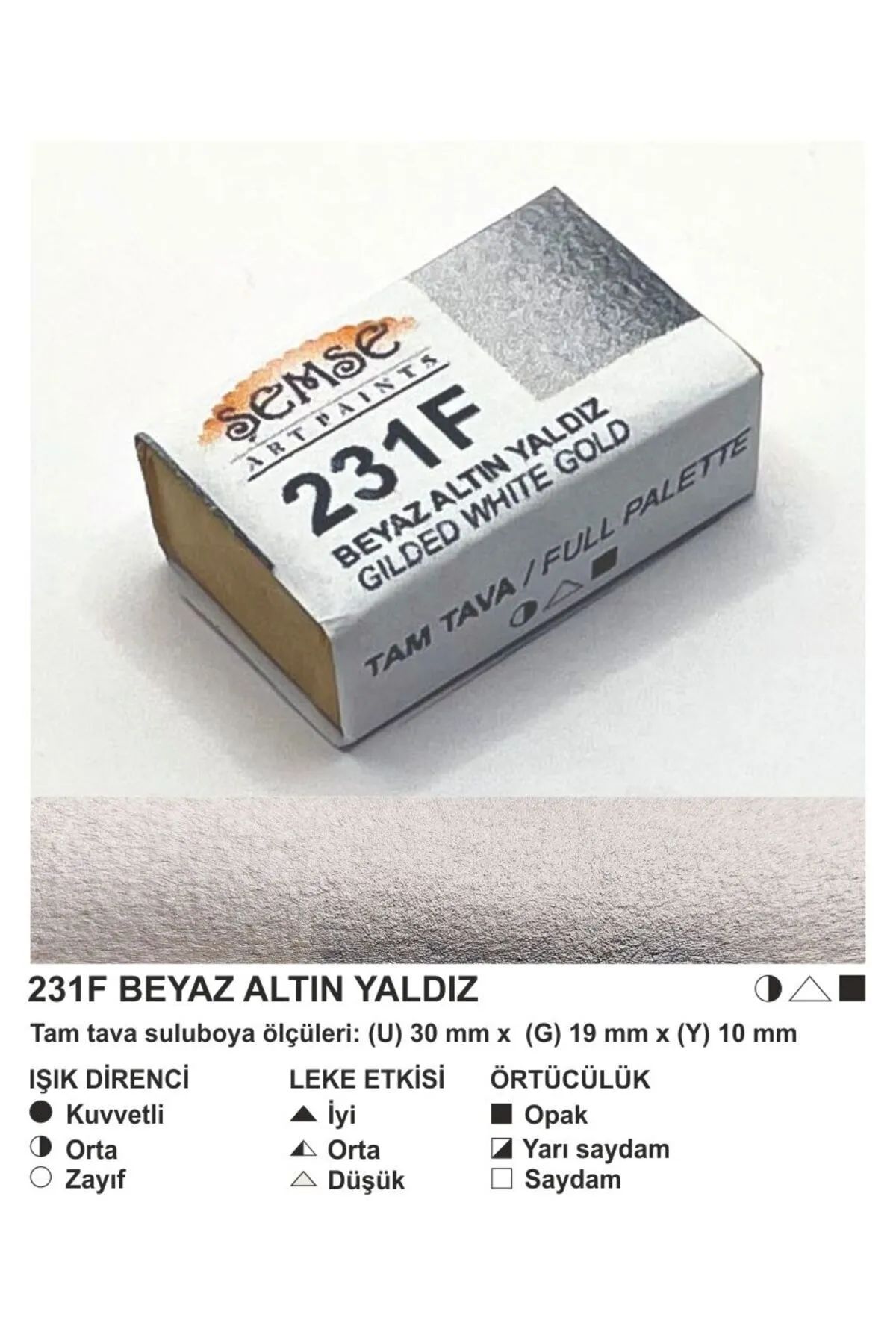 ŞemseArt No: 231F Beyaz Altın Yaldız Tam Tava Sulu Boya