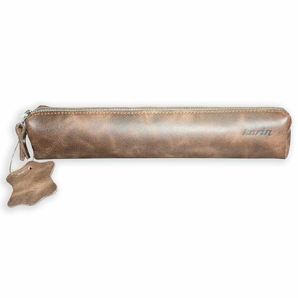 Karin Crazy Deri Kalemlik Koyu Kahve (DESENLİ)