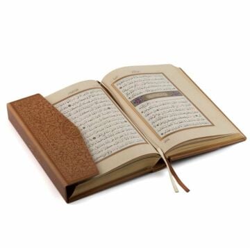 Hamit Aytaç Kuran 1363 Hakiki Deri Lüks Kutulu Orta Boy Taba