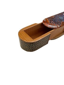 AHŞAP KALEMLİK SEDEF KAKMA Sürgülü Bordo Sarmal Desenli