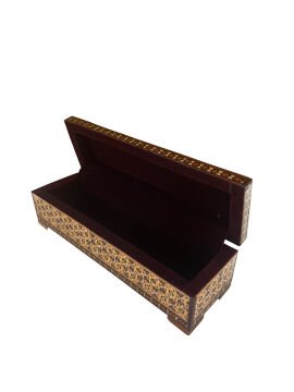 AHŞAP KALEMLİK SEDEF KAKMA Sarmal Mavi Desenli- 20 CM