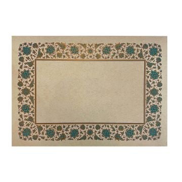 Tezhipli İçi Boş -10- Mat Kuşe Meşk Kağıdı Mohamad Badawi Alktifani A4 Tıpkı Basım (TURKUAZ - GOLD YALDIZ)