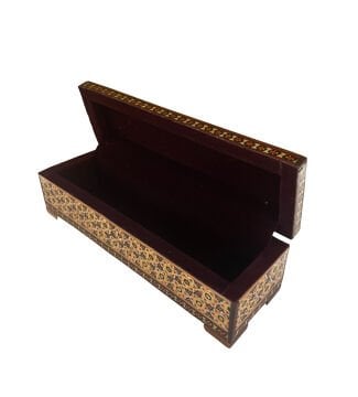 AHŞAP KALEMLİK SEDEF KAKMA Sarmal Gri Desenli- 20 CM