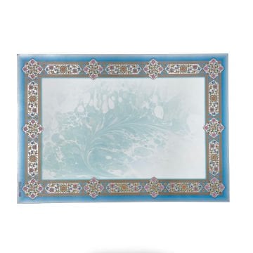 Tezhipli İçi Boş -9- Mat Kuşe Meşk Kağıdı Mohamad Badawi Alktifani A4 Tıpkı Basım (TURKUAZ- EBRULU)