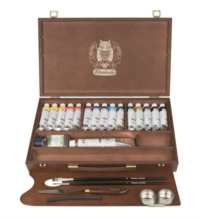 Schmincke Norma Professional Ahşap Kutu Yağlı Boya Seti,15x35ml+white120ml
