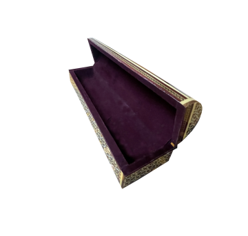 Ahşap Kalemlik Sedef Kakma Sandık Tipi - Tavus Kuşlu - 30 cm