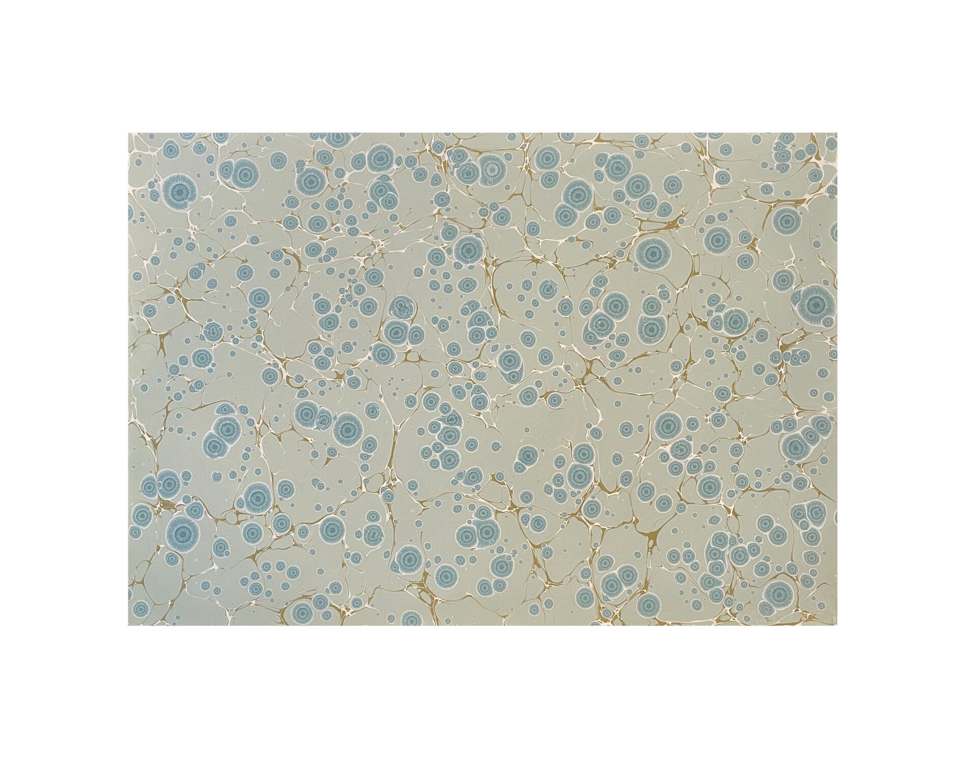 Nedim Sönmez Orijinal El Yapımı Ebru Kağıdı -2 Kaplan Gözü Mavi - 47,5 x 67,5 cm