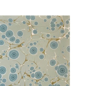 Nedim Sönmez Orijinal El Yapımı Ebru Kağıdı -2 Kaplan Gözü Mavi - 47,5 x 67,5 cm