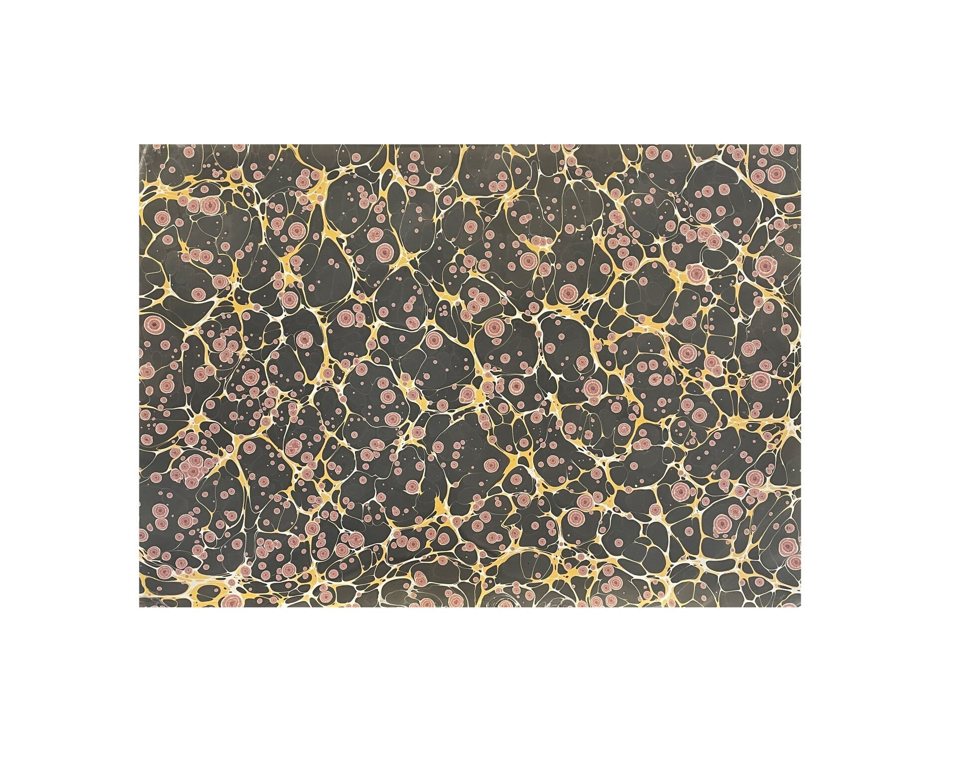 Nedim Sönmez Orijinal El Yapımı Ebru Kağıdı -6 Kaplan Gözü Siyah - 47,5 x 67,5 cm