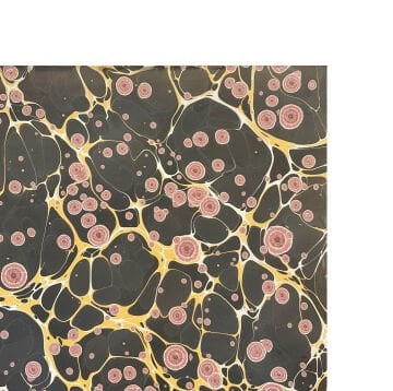 Nedim Sönmez Orijinal El Yapımı Ebru Kağıdı -6 Kaplan Gözü Siyah - 47,5 x 67,5 cm