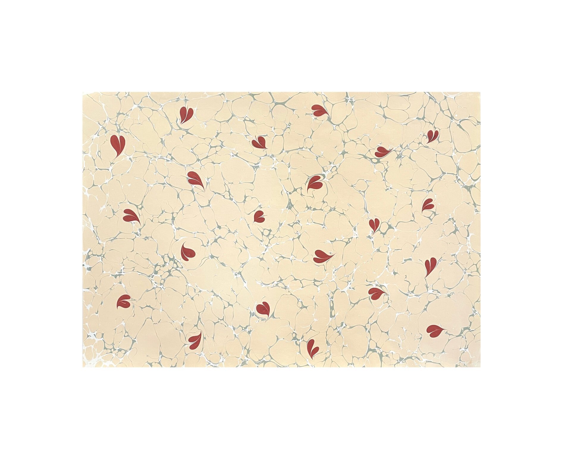 Nedim Sönmez Orijinal El Yapımı Ebru Kağıdı -8 Gönül Ebrusu Krem - 47,5 x 67,5 cm