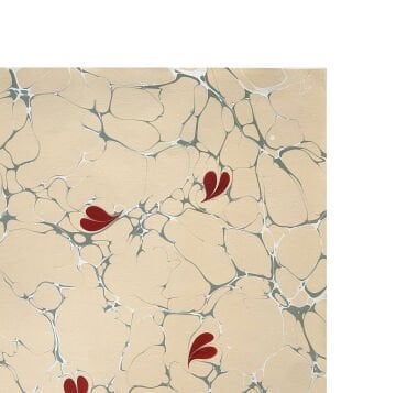 Nedim Sönmez Orijinal El Yapımı Ebru Kağıdı -8 Gönül Ebrusu Krem - 47,5 x 67,5 cm