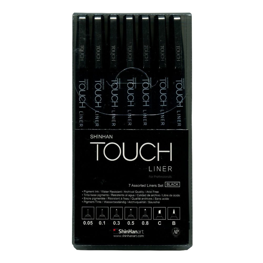 7 Li Siyah Shinhanart Touch Liner Teknik Çizim Kalemleri Seti
