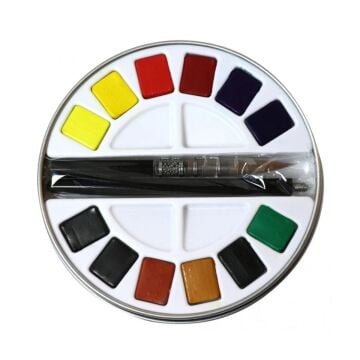 Pebeo Aquarell Watercolor Daire Dizayn Set 12'li Metal Kutu
