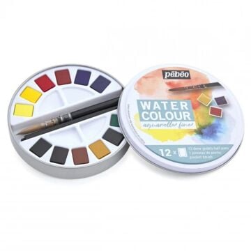 Pebeo Aquarell Watercolor Daire Dizayn Set 12'li Metal Kutu