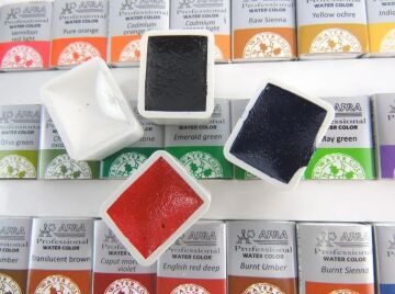 Afra Professional Water Colours Sulu Boya Seti Half Pan / Yarım Boy Tablet 48'Li