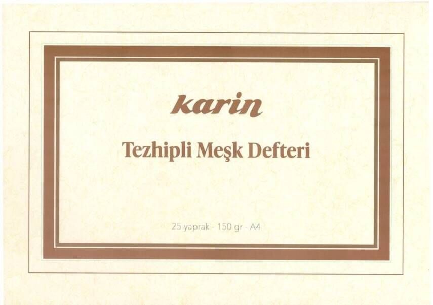 Karin Tezhipli Meşk Defteri No:2 A4 150 gr 25 Yaprak