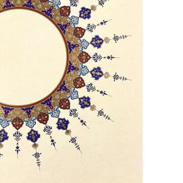 Tezhipli İçi Boş -45- Mat Kuşe Meşk Kağıdı Mohamad Badawi Alktifani 22x22 cm Tıpkı Basım (Ultramarin - Gold Yaldız - Kiremit)