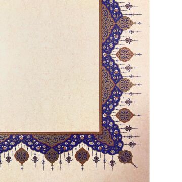 Tezhipli İçi Boş -49- Mat Kuşe Meşk Kağıdı Mohamad Badawi Alktifani A4 Tıpkı Basım (Ultramarin - Gold Yaldız)