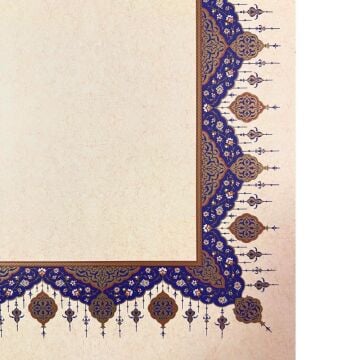 Tezhipli İçi Boş -49- Mat Kuşe Meşk Kağıdı Mohamad Badawi Alktifani A4 Tıpkı Basım (Ultramarin - Gold Yaldız)