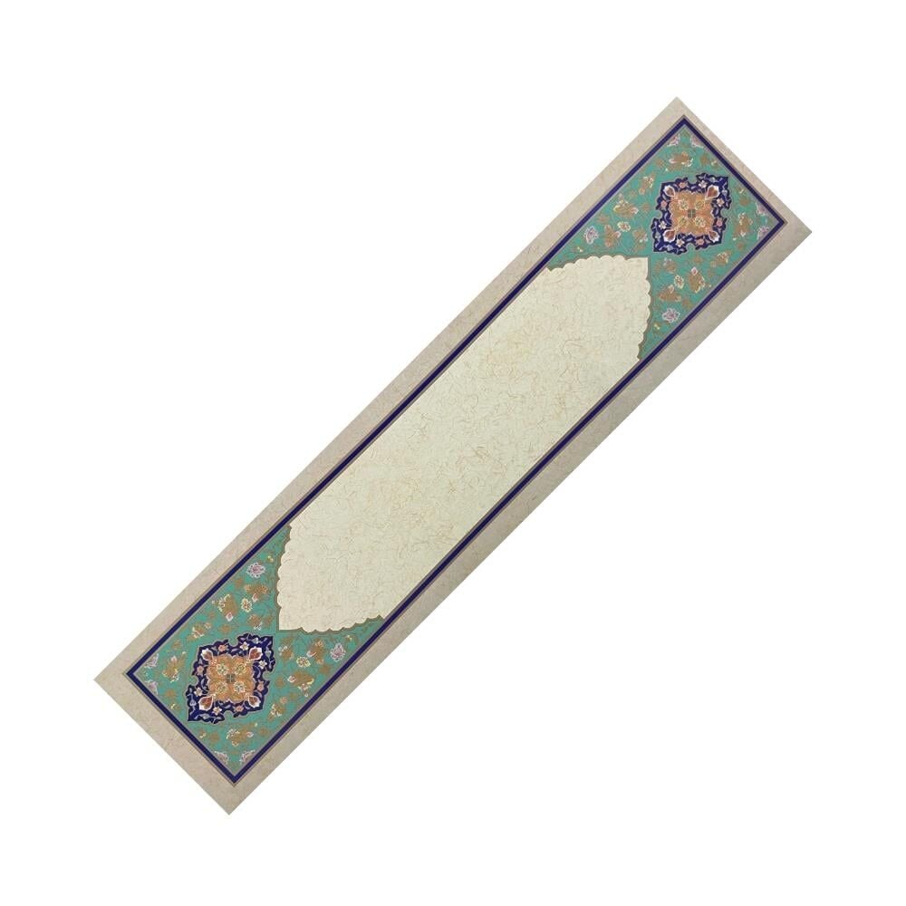 Tezhipli İçi Boş Mat Kuşe Mohamad Badawi Alktifani Kitap Ayracı 8,5x35 cm (Gold Yaldız - Ultramarin - Yeşil)