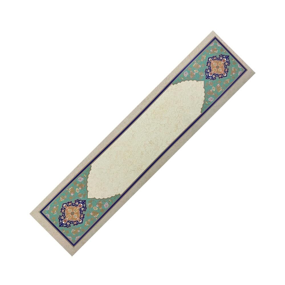 Tezhipli İçi Boş Mat Kuşe Mohamad Badawi Alktifani Kitap Ayracı 8,5x35 cm (Gold Yaldız - Ultramarin - Yeşil)