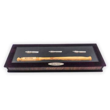 Karin Hat Kalem Seti - El İşçiliği Özel Sap + 3 Metal Kalem Ucu