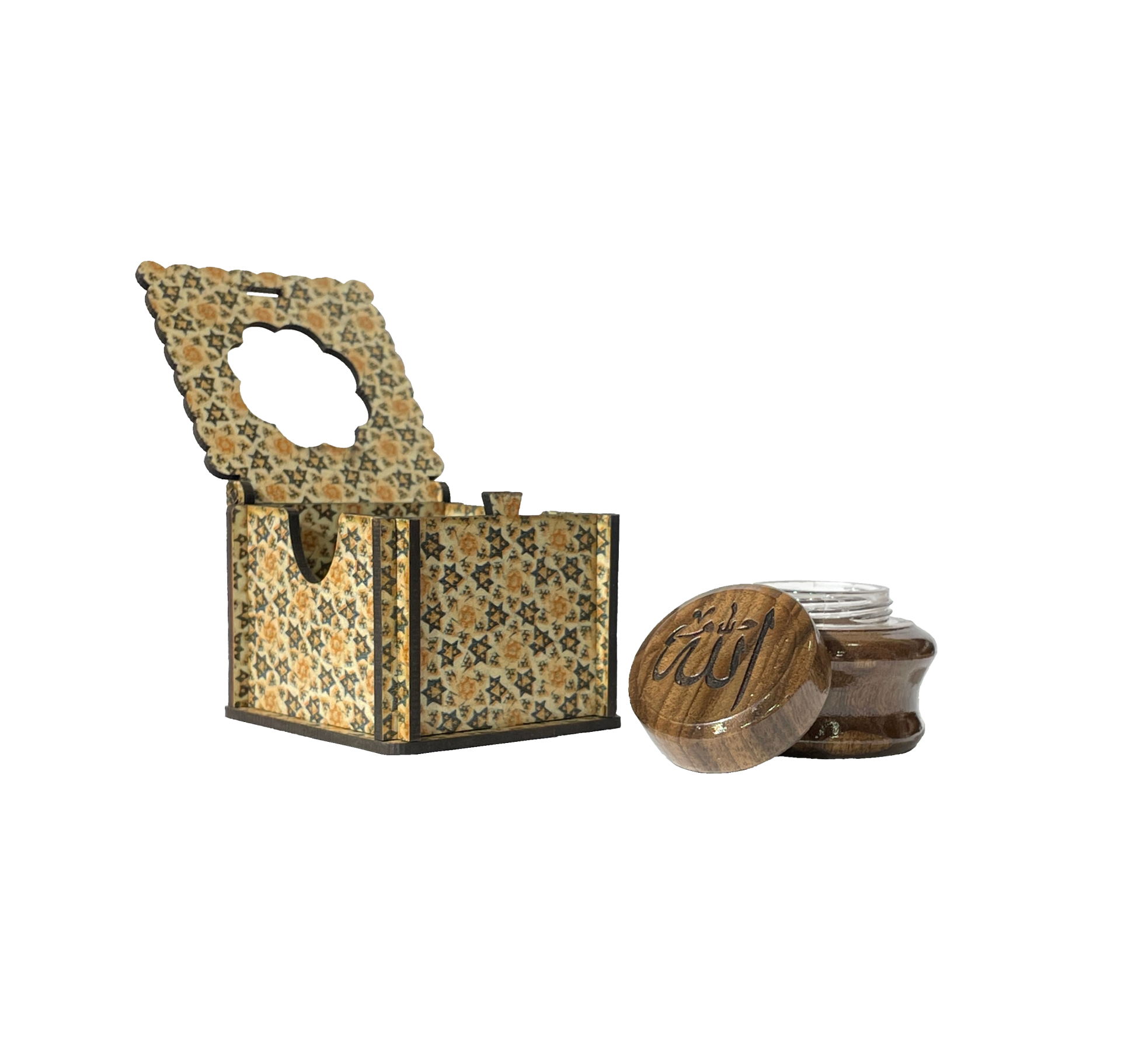 Yosof Abzar İran Ahşap Hokka Kutulu Allah Lafsı