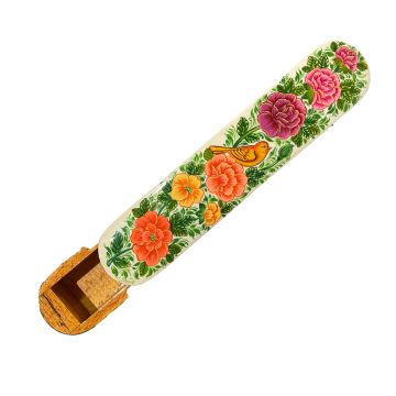 AHŞAP KALEMLİK SEDEF KAKMA Sürgülü Çiçekli Kuşlu Desenli