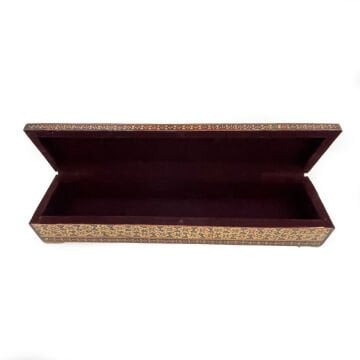 AHŞAP KALEMLİK SEDEF KAKMA Tavus Kuşlu Mavi - Yeşil Desenli 25 CM