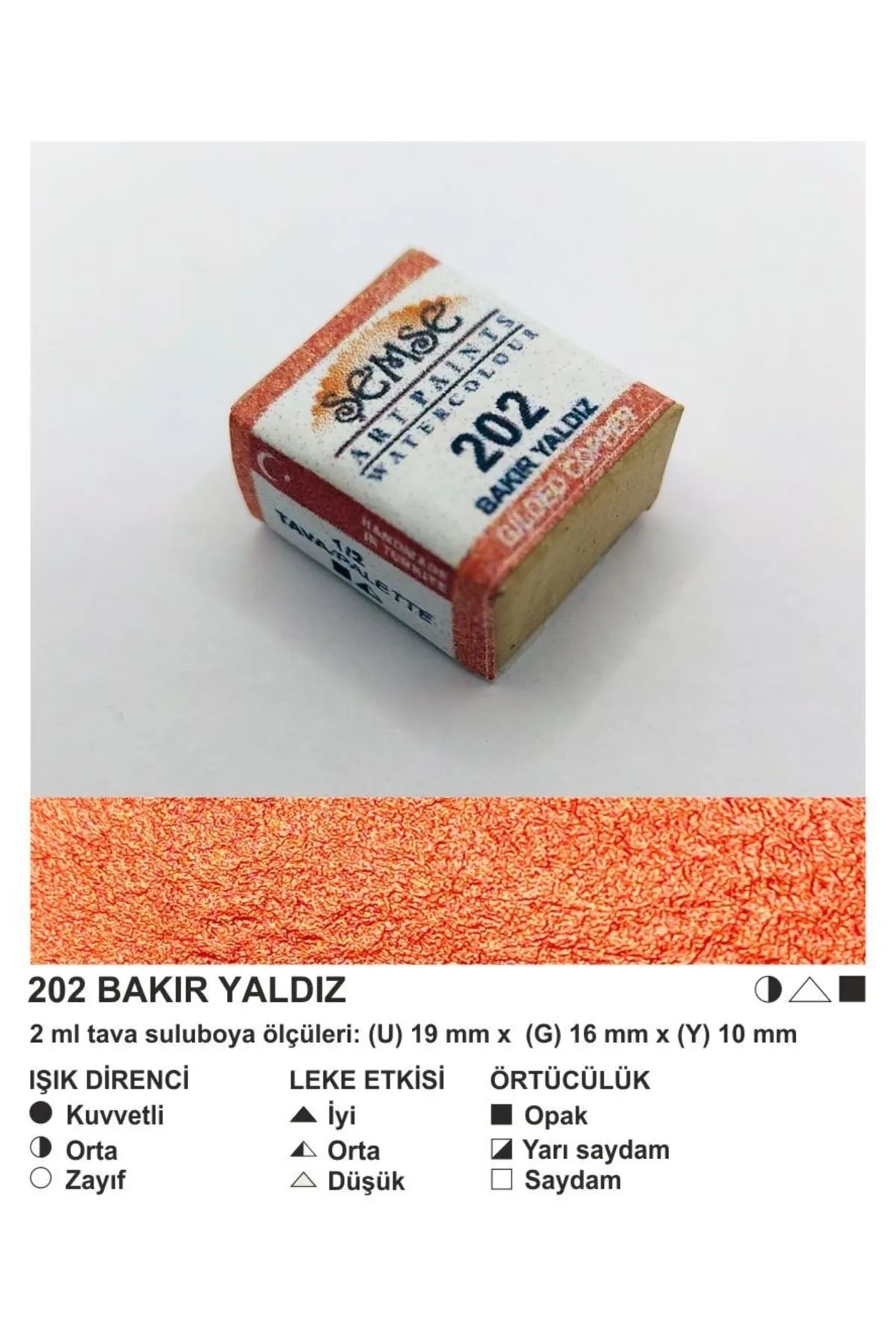 ŞemseArt No: 202 Bakır Yaldız Yarım Tava Sulu Boya