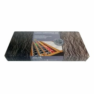 Afra Professional Water Colours Sulu Boya Seti Medium Pan / Orta Boy Tablet 64'Lü Ahşap Kutu