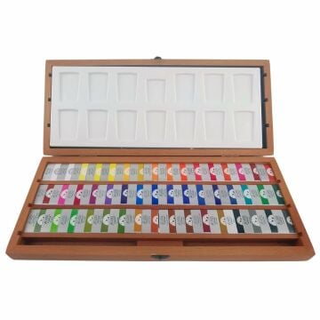 Afra Professional Water Colours Sulu Boya Seti Medium Pan / Orta Boy Tablet 64'Lü Ahşap Kutu