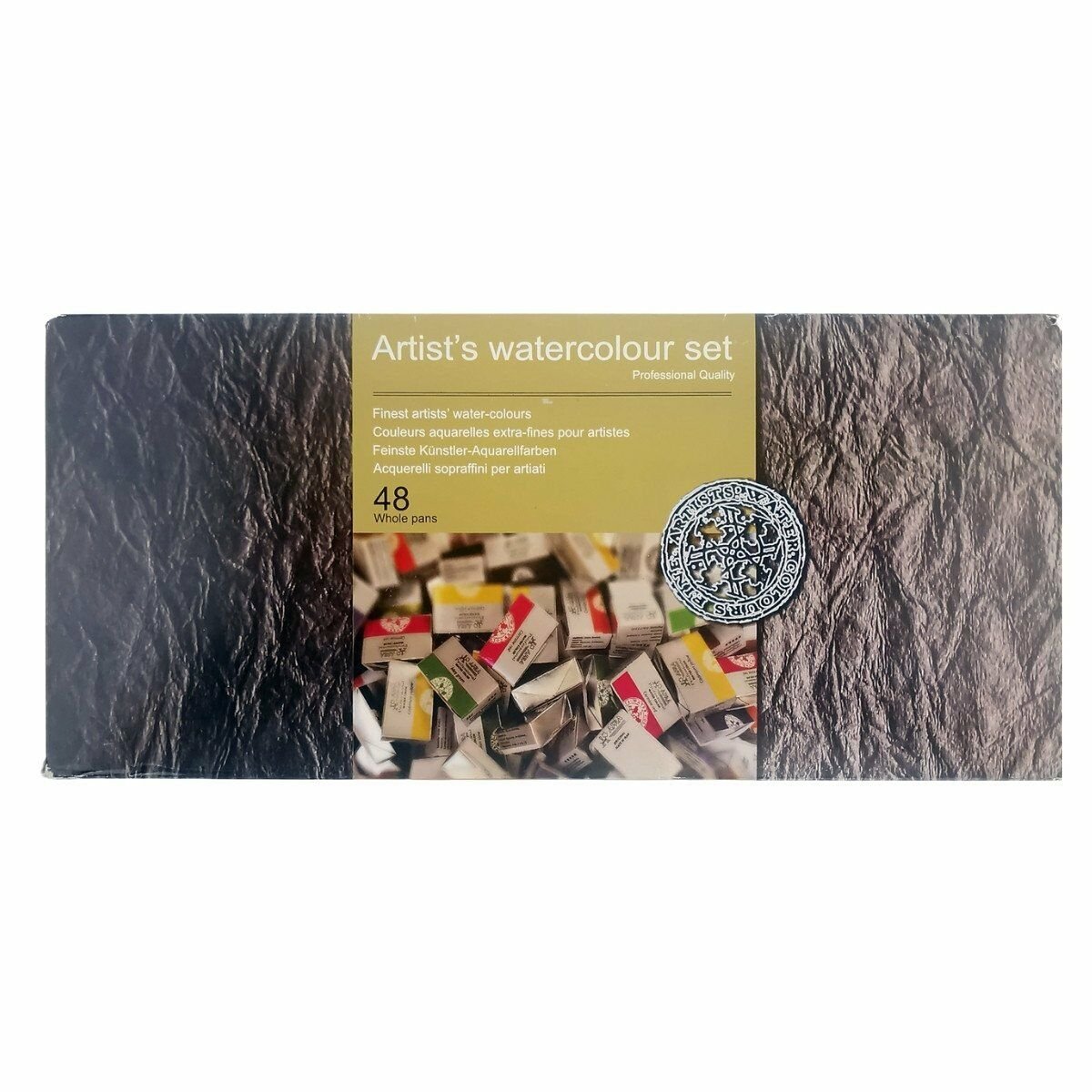 Afra Professional Water Colours Sulu Boya Seti Whole Pan / Büyük Boy Tablet 48'Li Ahşap Kutu