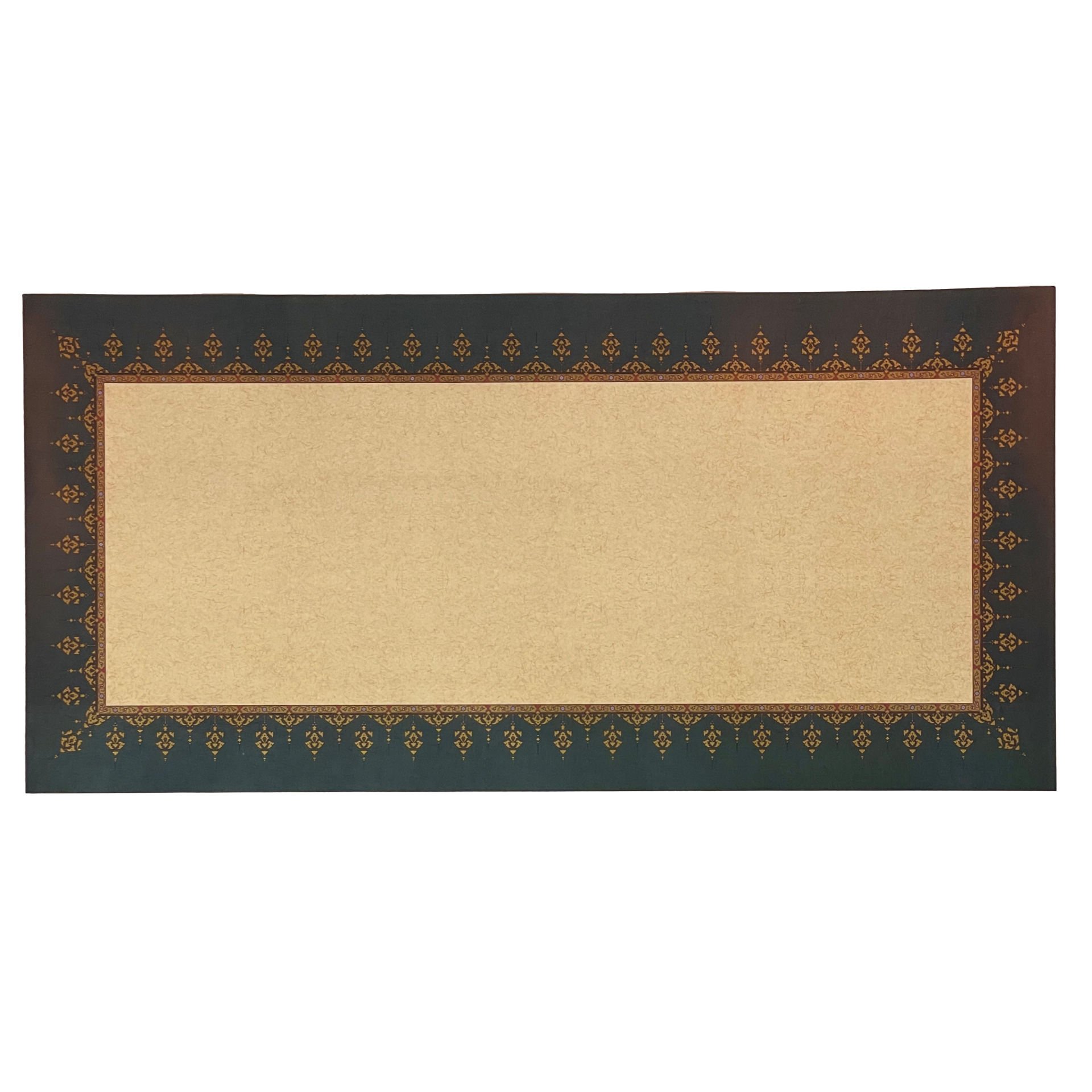 Tezhipli İçi Boş -18- Mat Kuşe Meşk Kağıdı Mohamad Badawi Alktifani 33x68 Cm Tıpkı Basım (KOYU YEŞİL - GOLD YALDIZ)