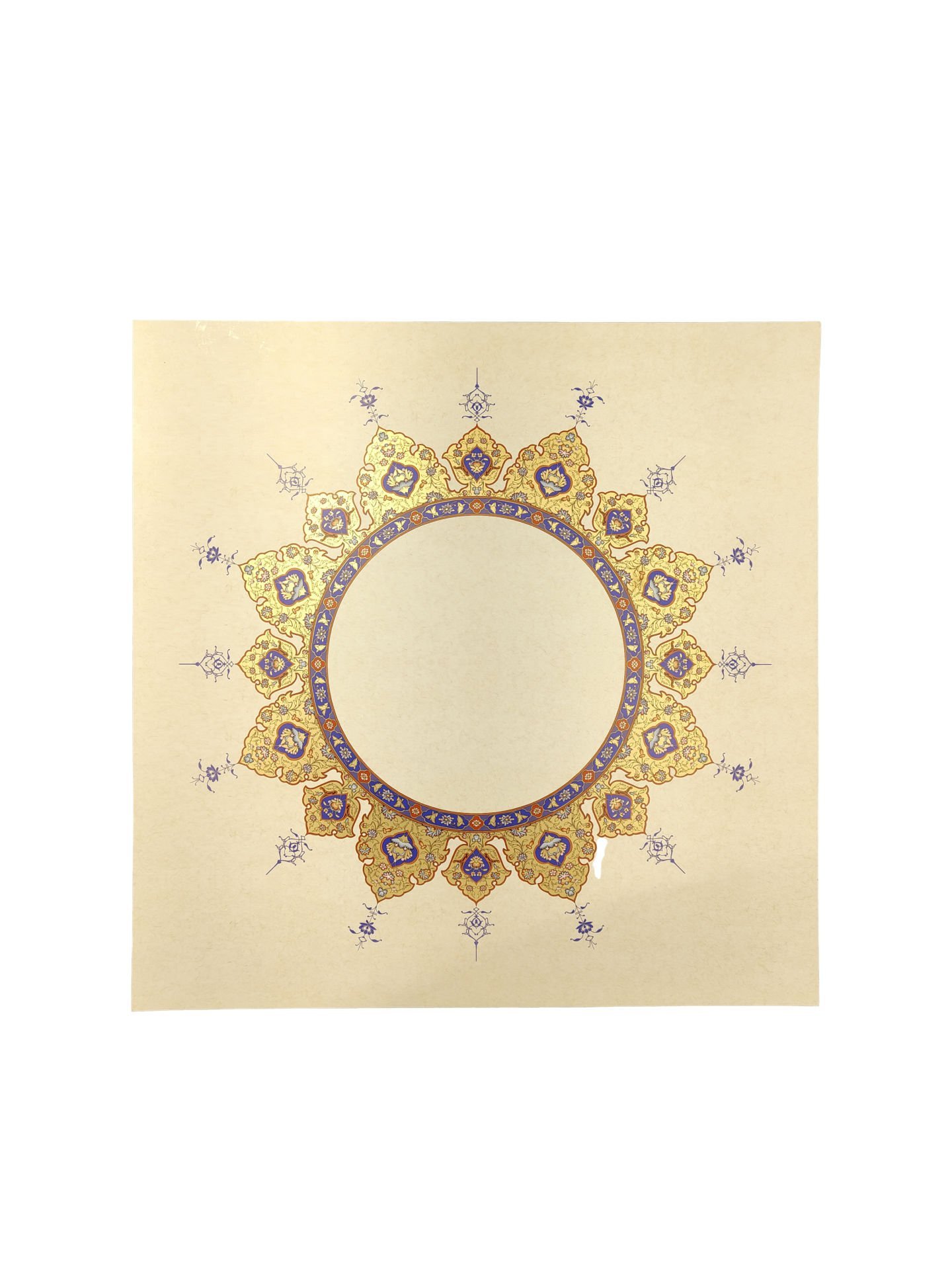 Tezhipli İçi Boş -27- Mat Kuşe Meşk Kağıdı Mohamad Badawi Alktifani 22x22 Cm Tıpkı Basım (COBALT - GOLD YALDIZ - KIRMIZI)