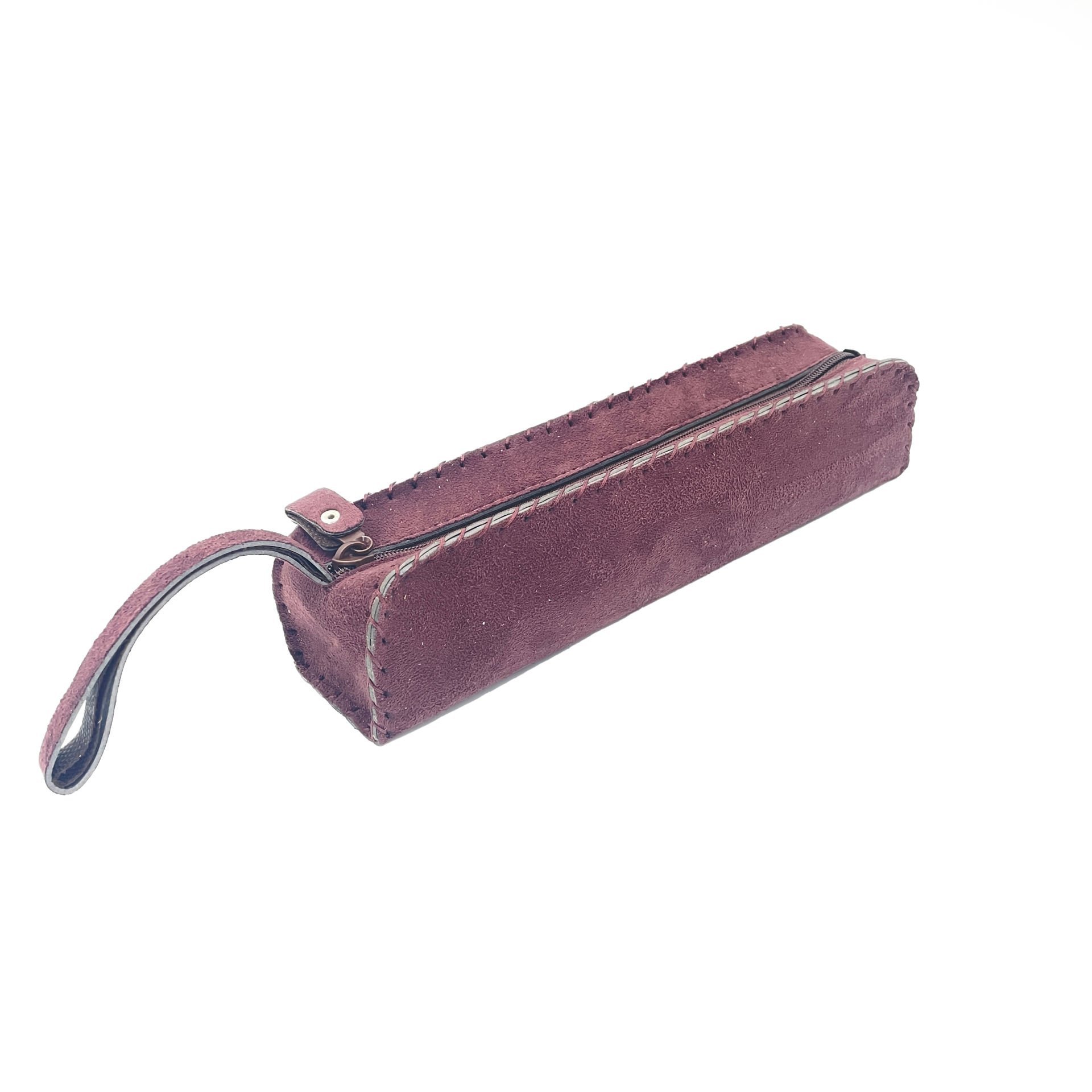 kalemlik yatay desensiz süet bordo