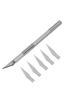 Vera Sanat Precision Knife Gri Metal Saplı Kretuar Bıçağı 5'Li Yedekli